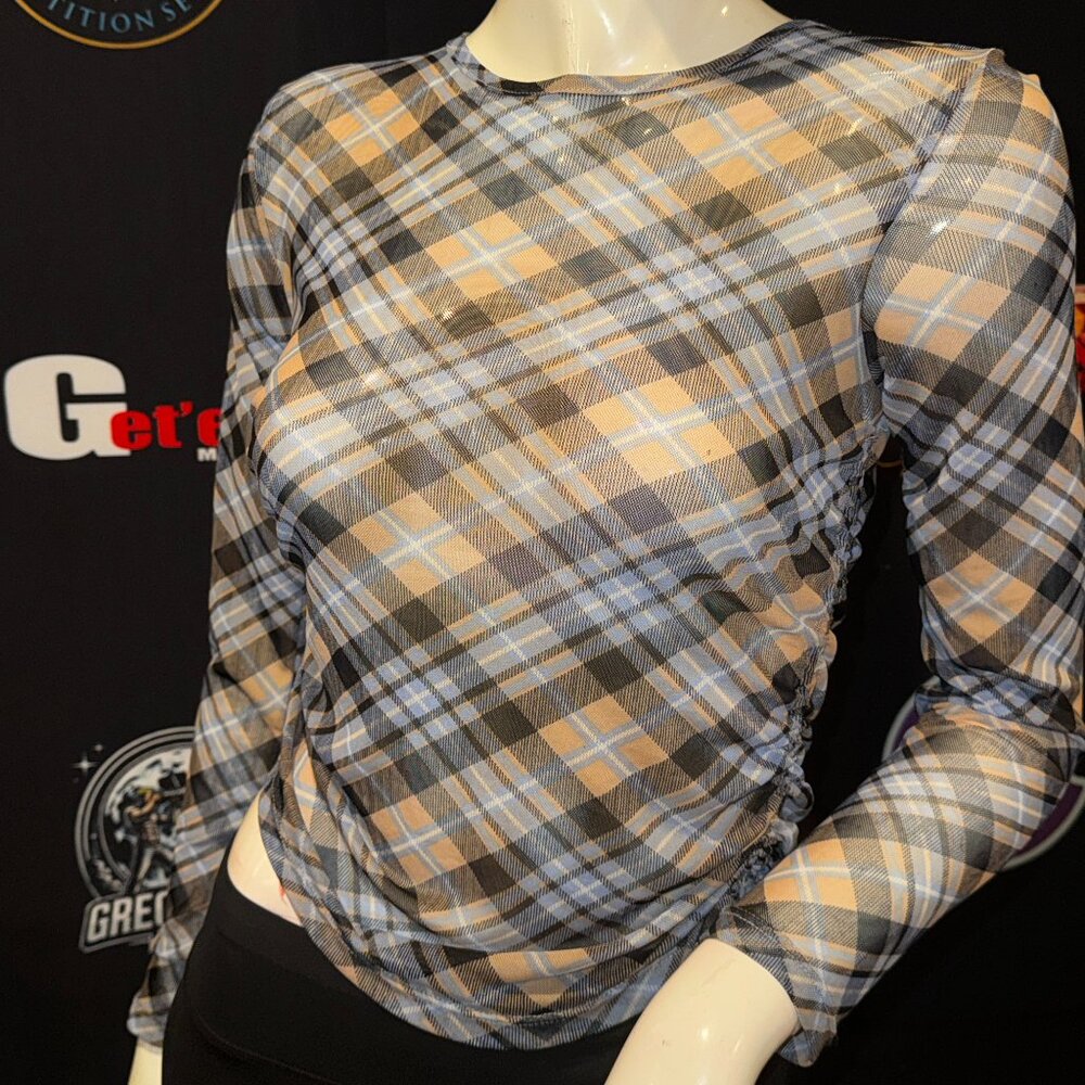 Straight From The Closet Plaid Mesh Top from La La Land
